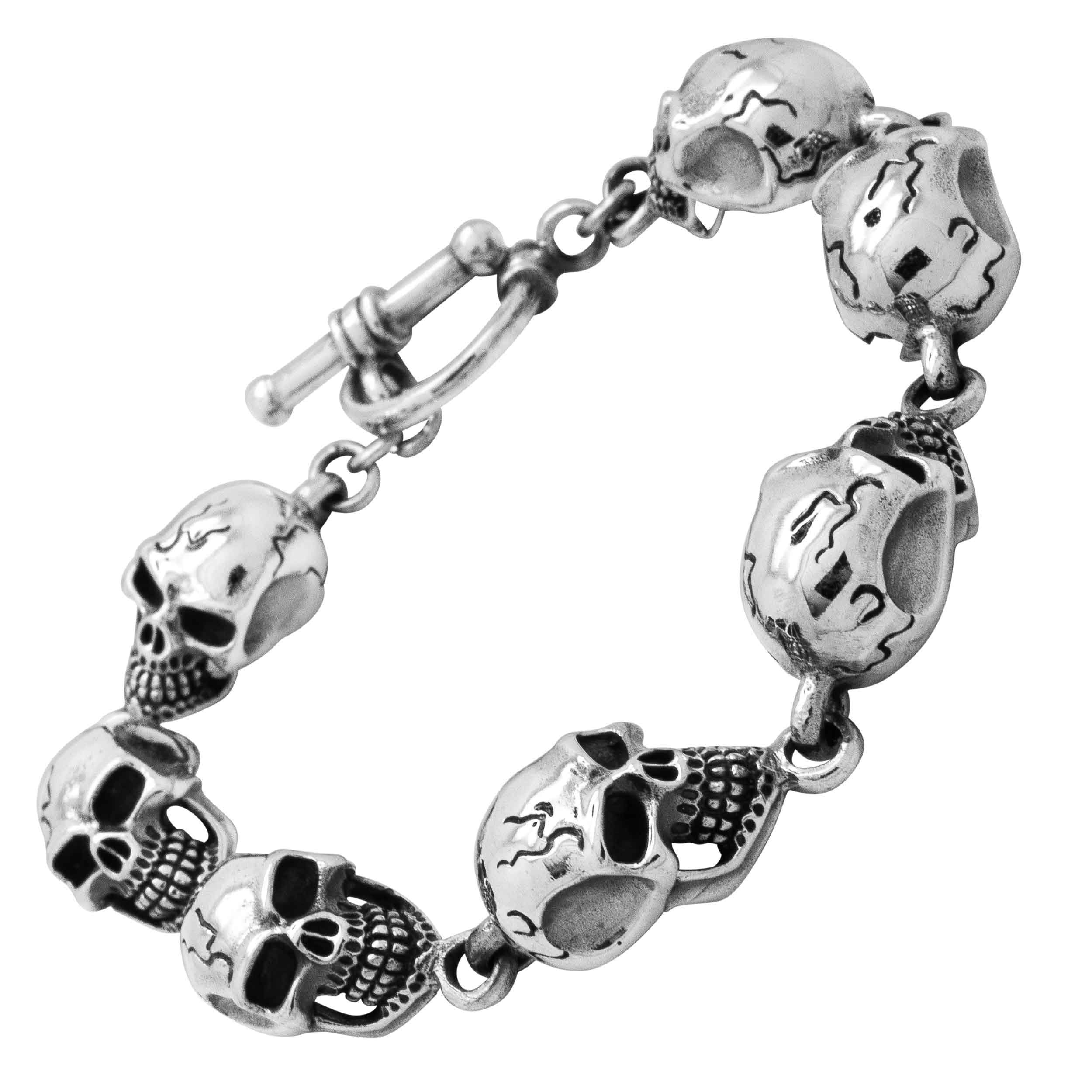 Skulls Bracelet - All Big Skulls | 925 Solid Sterling Silver |  Silverwow.net – SilverWow™