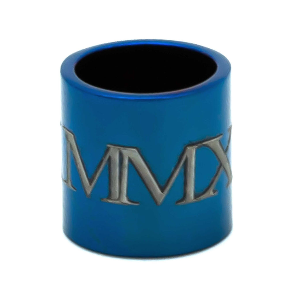 Black Leather Bracelet with Blue Titanium Bead