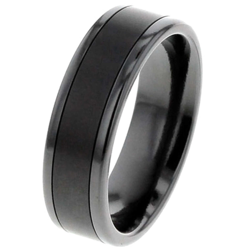 Two-tone Black Zirconium Ring