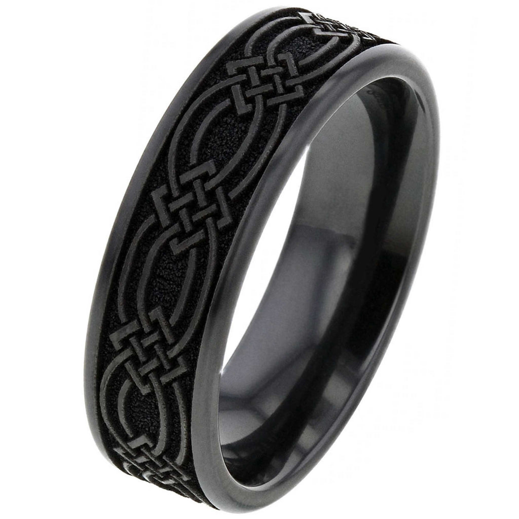 Black Zirconium Celtic Ring