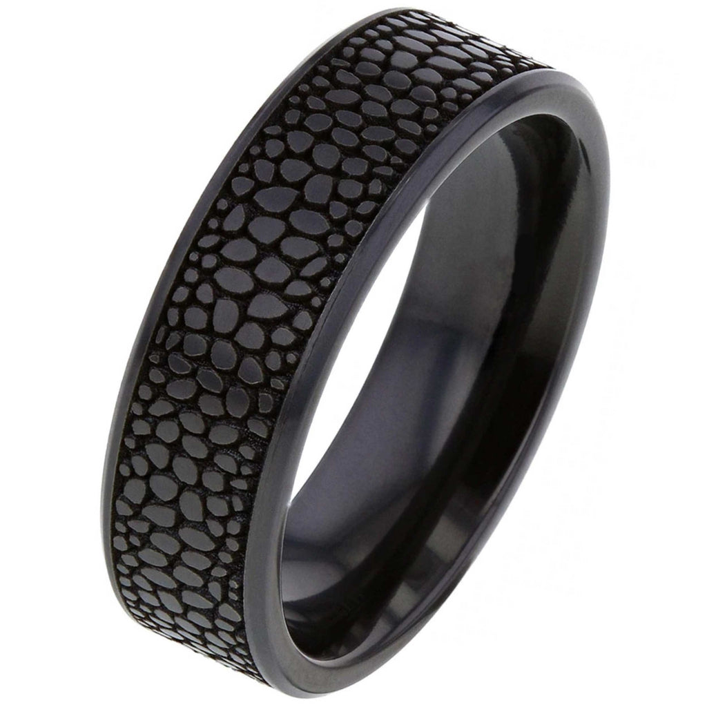 Black Zirconium Stingray Pattern Ring