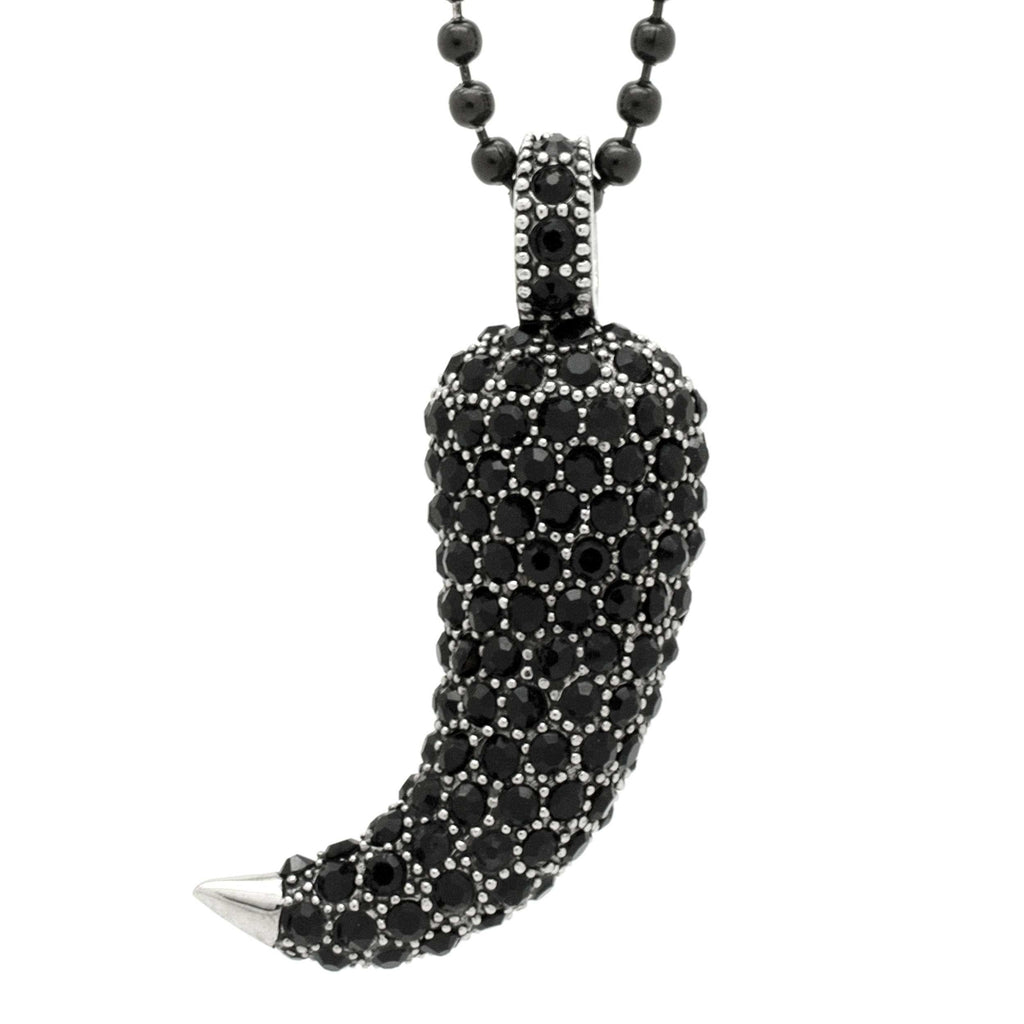 Black Crystal Stainless Steel Sabre Pendant