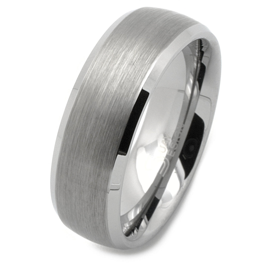 8mm Tungsten Carbide Wedding Band Ring with Bevelled Shoulders