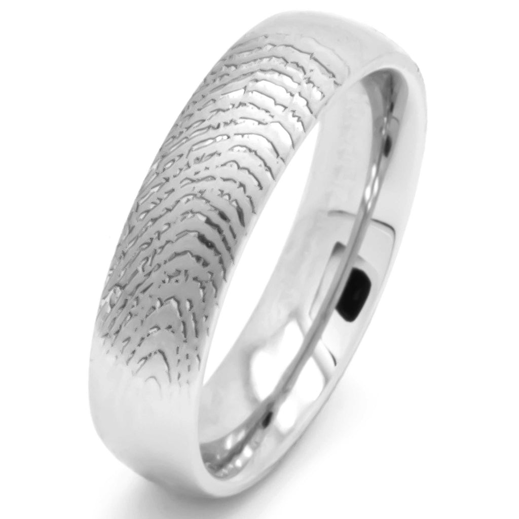 Customised Fingerprint Polished Titanium ring