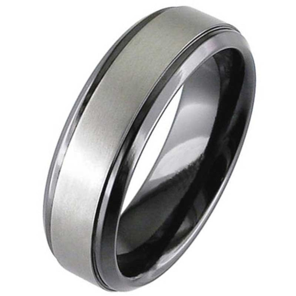 Two Tone Zirconium Wedding Ring 