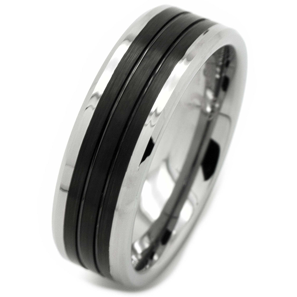 Tungsten Carbide Ring with Black Centre