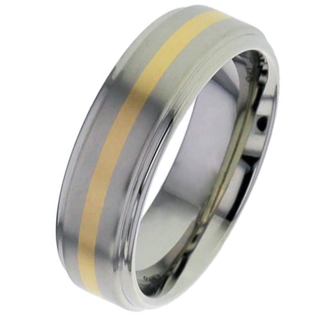 Titanium Wedding Ring with Rose Gold Inlay