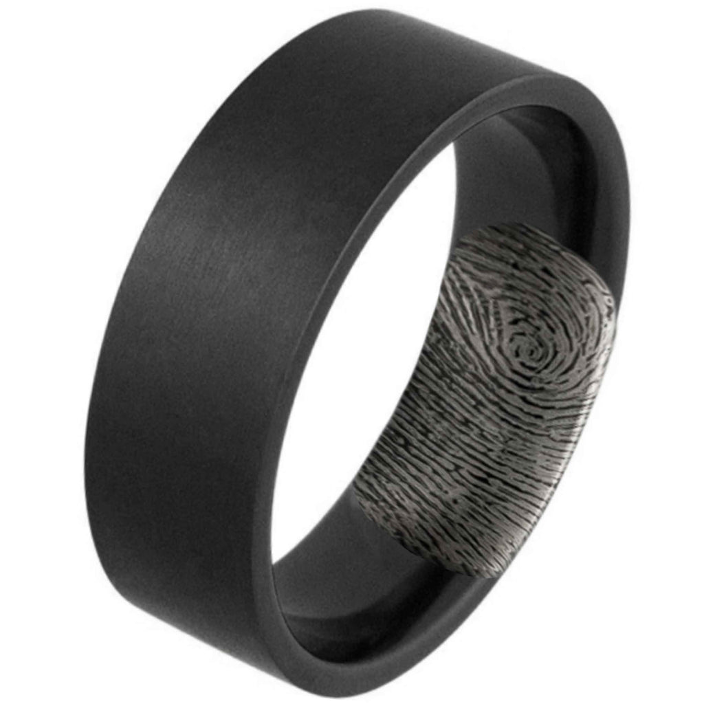 Secret Fingerprint Black Titanium Ring