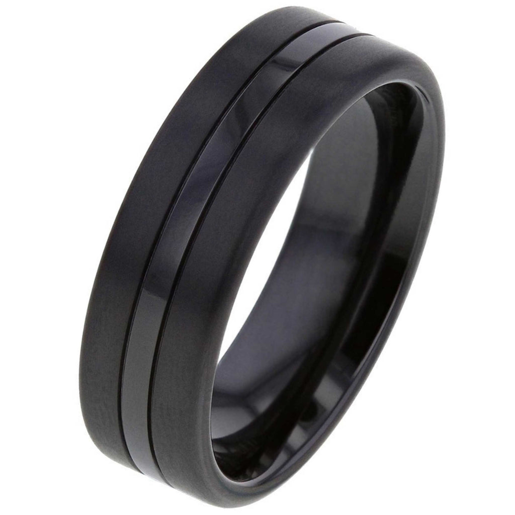 Black Zirconium Ring with Twin Finish