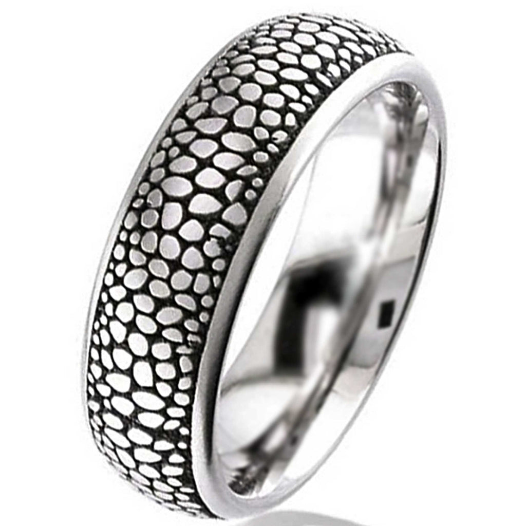 Dome Profile Titanium Wedding Ring with Stingray Pattern