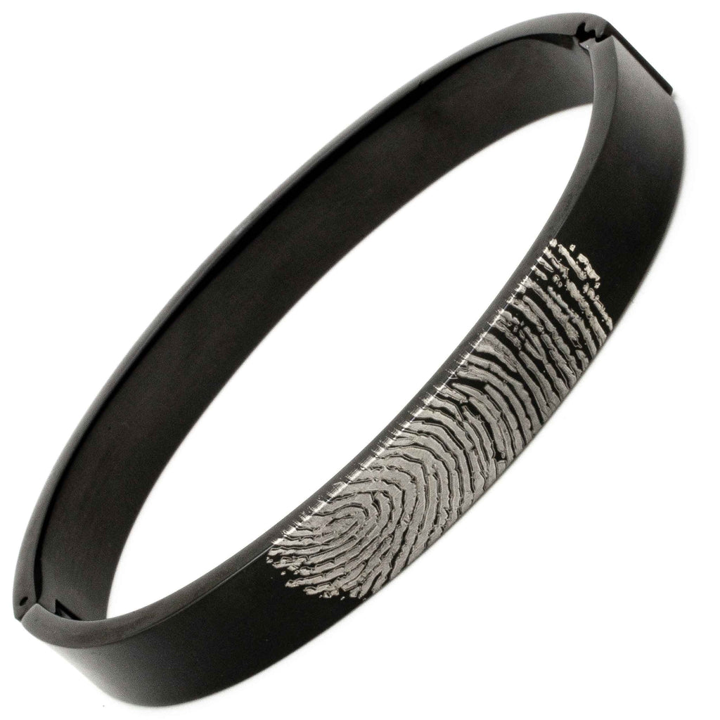 Personalised Fingerprint Black Titanium Bangle