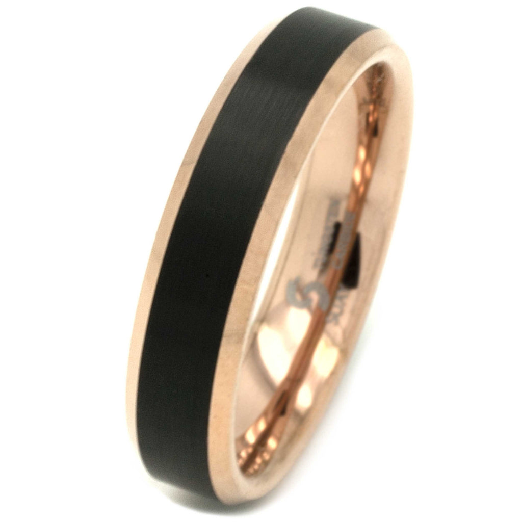 Rose Gold with Black Tungsten Carbide Ring