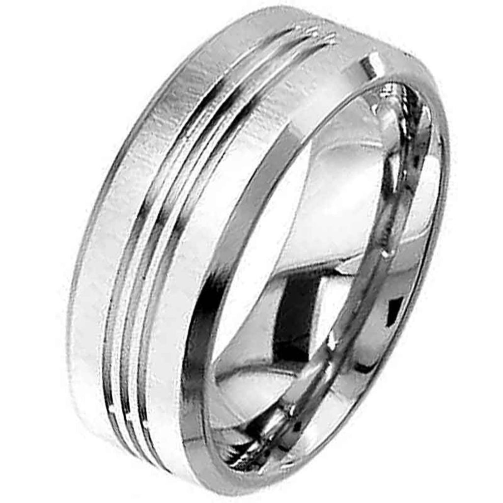 Flat Profile Titanium Ring with Triple Grooves