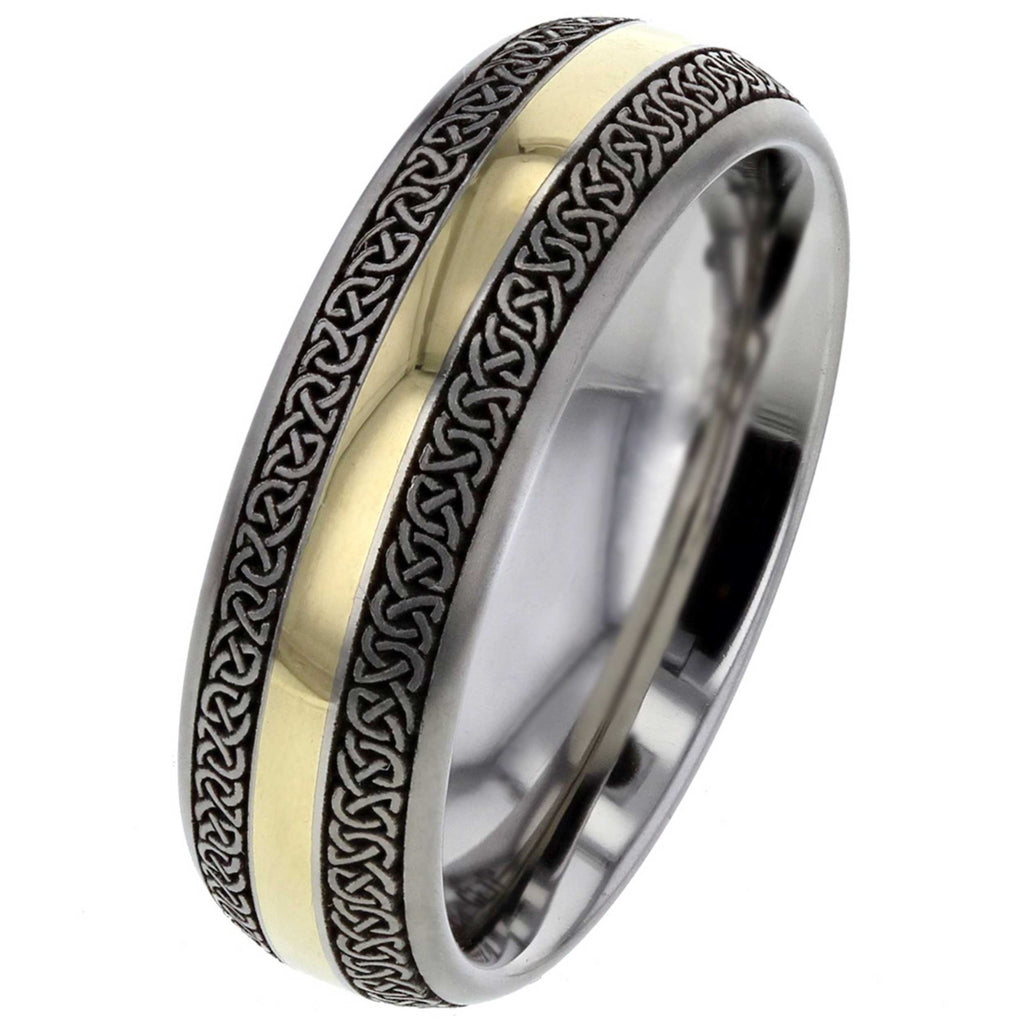 Celtic Titanium ring with Gold Inlay