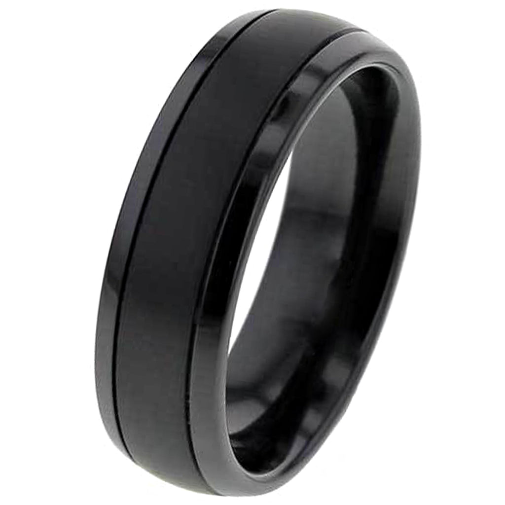 Dome Profile Two Tone Zirconium Wedding Ring