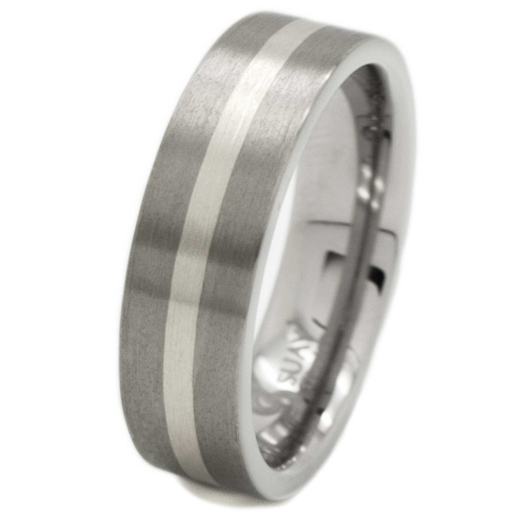 Flat Profile Titanium & Silver Ring