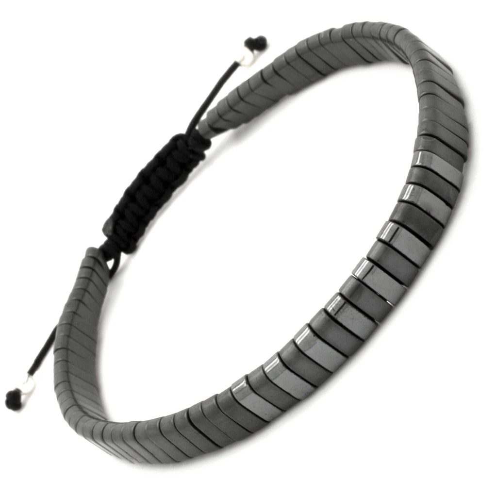 Contrasting Adjustable Hematite & Silver Bracelet