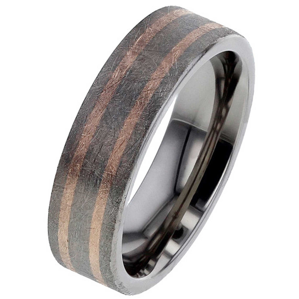 Rose Gold Inlaid Titanium Wedding Ring