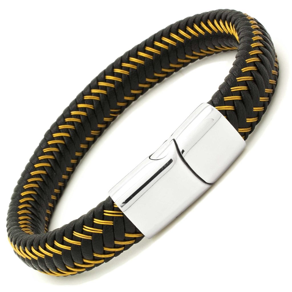 Woven Leather & Gold Wire Bracelet