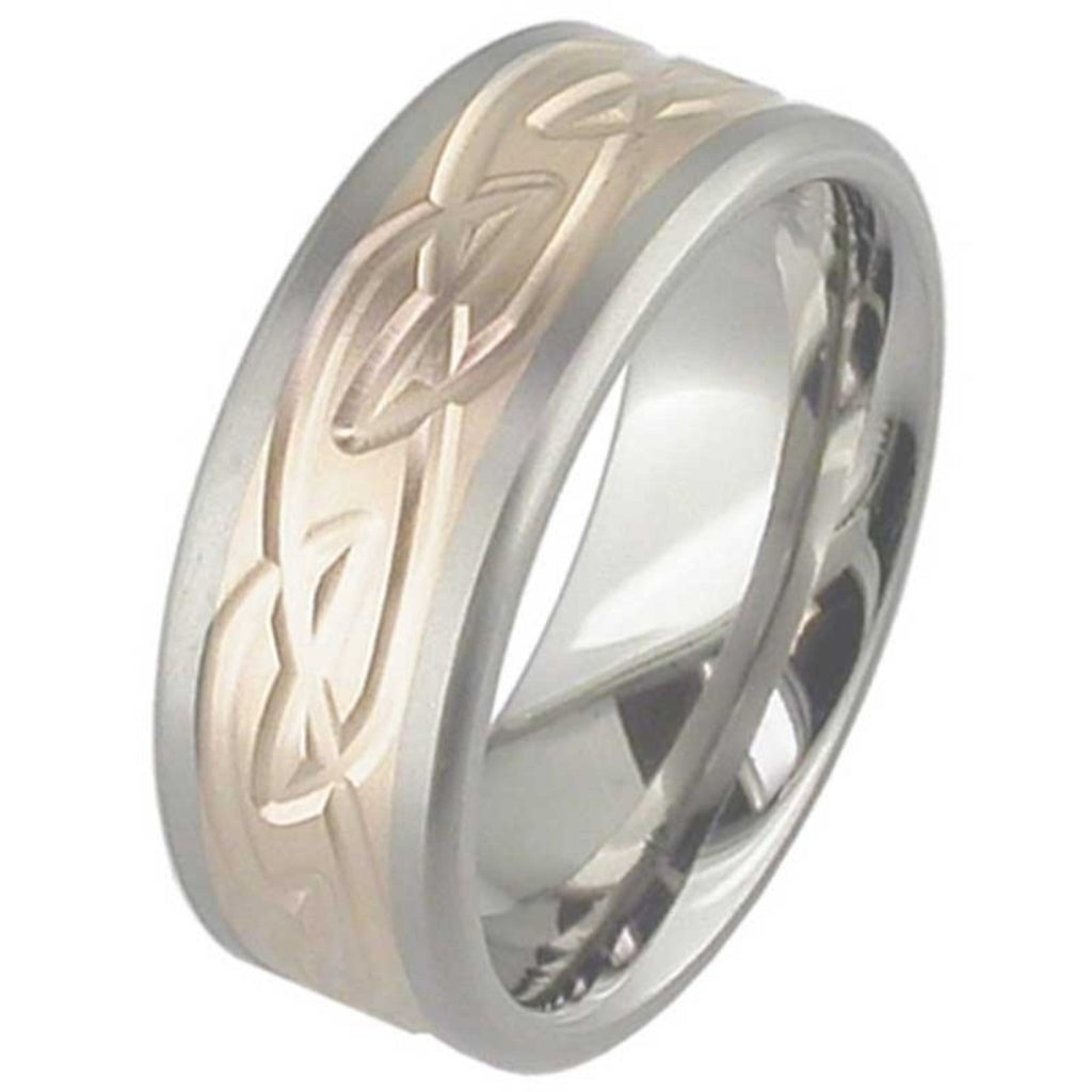 Rose Gold & Titanium Celtic Wedding Ring 