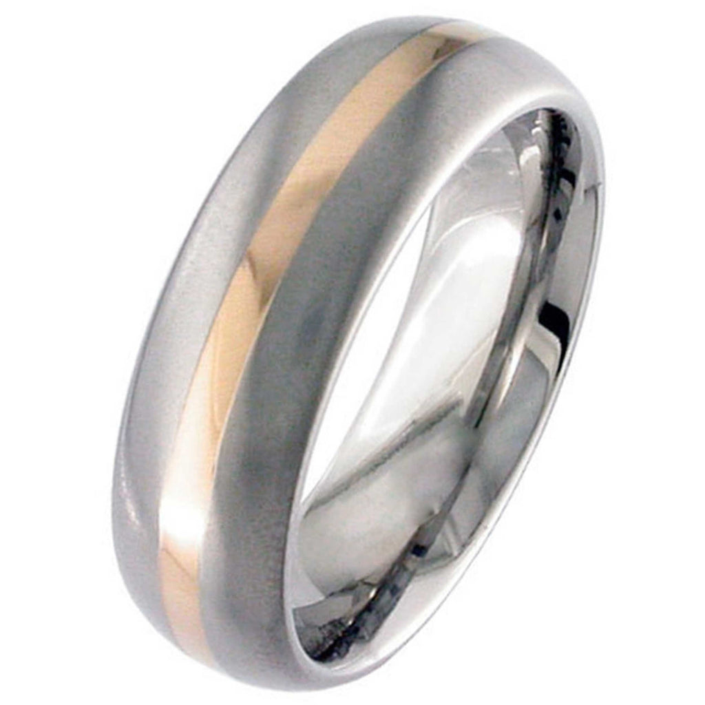 Rose Gold Inlay Titanium Wedding Ring