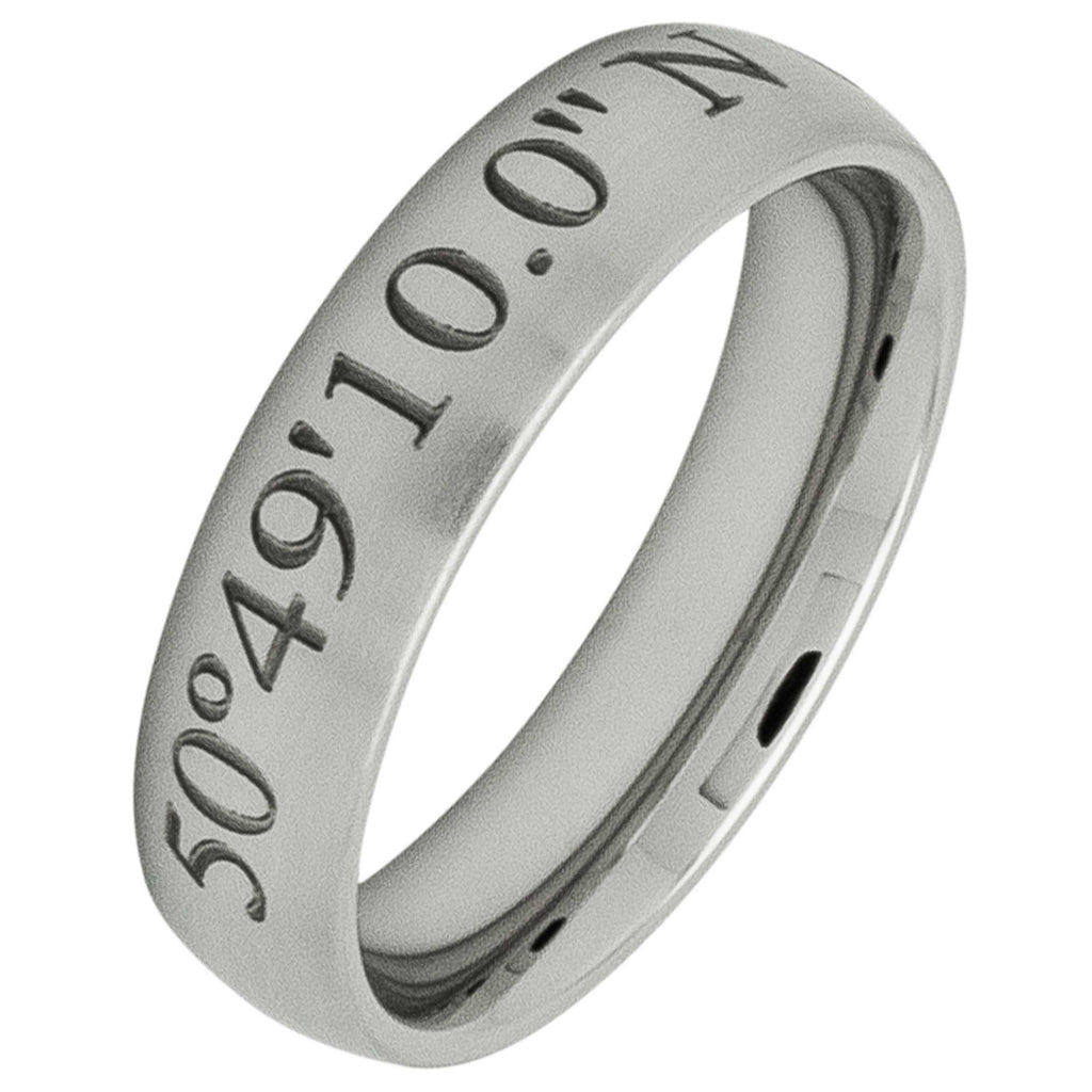 Personalised Coordinates Stainless Steel Ring Satin 6mm