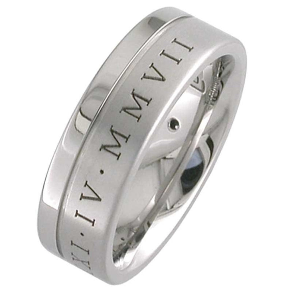 Roman Numeral Titanium Wedding Ring
