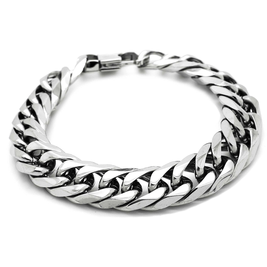 Polished Wide Stainless Steel Curb Chain Bracelet