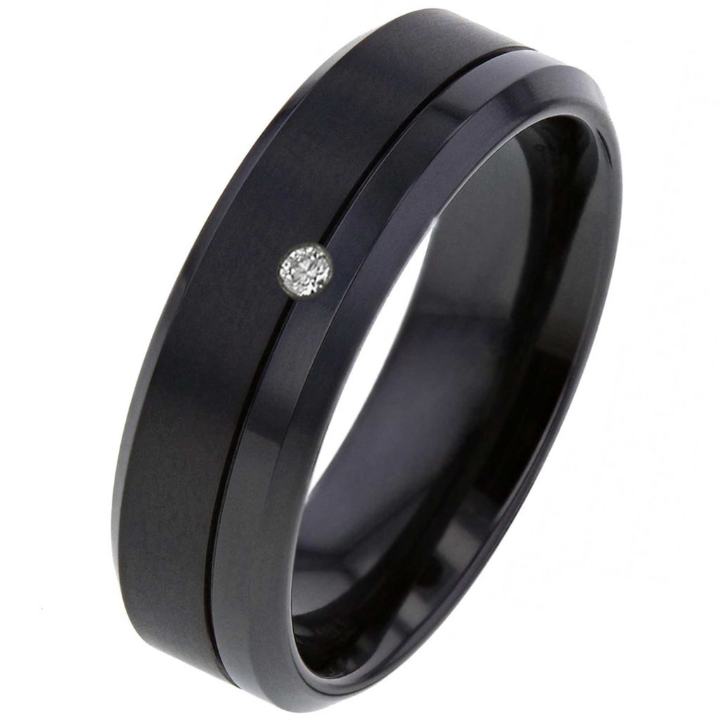 Black Zirconium Diamond Ring