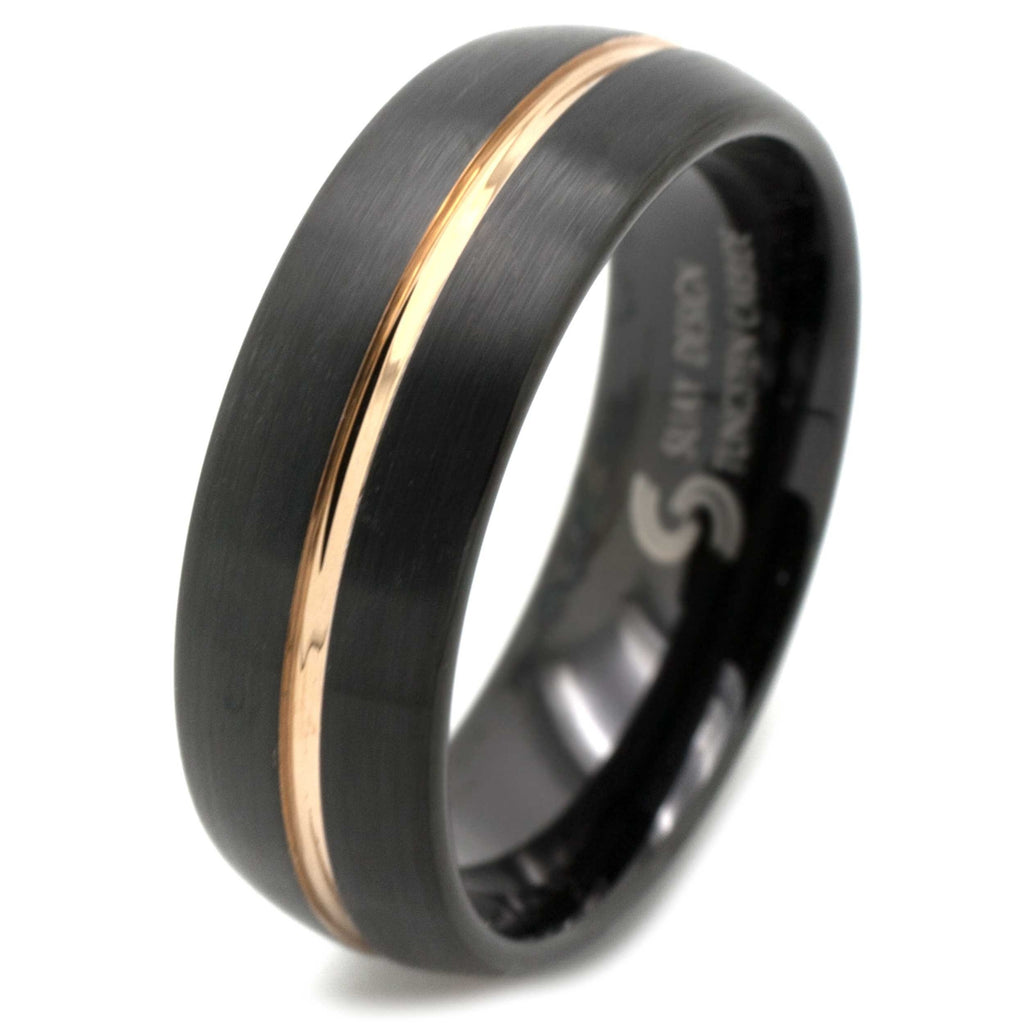 Black & Rose Gold Tungsten Carbide Ring