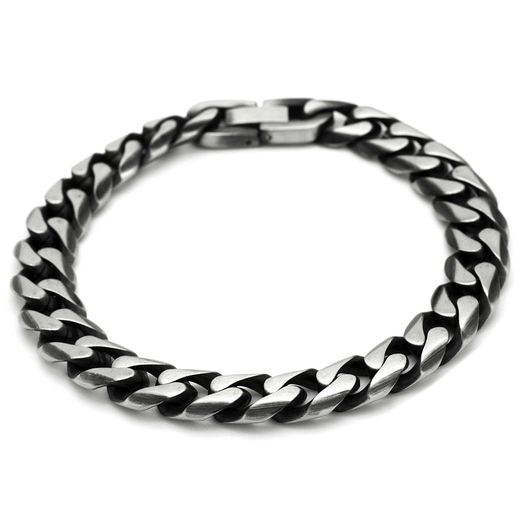 Oxidised Stainless Steel Curb Chain Bracelet