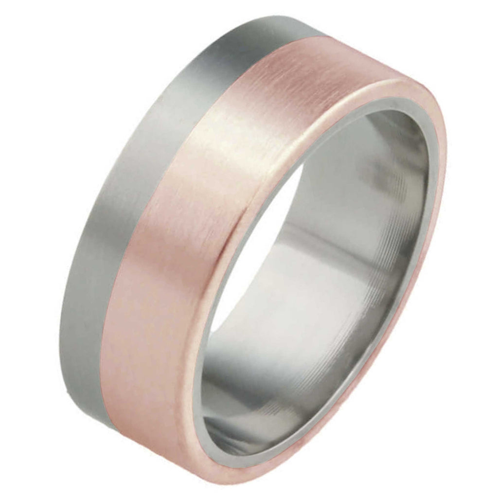 8mm Titanium Ring with Rose Gold Inlay