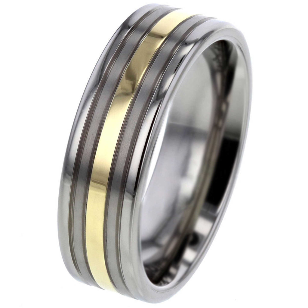 Gold Inlaid Titanium Ring