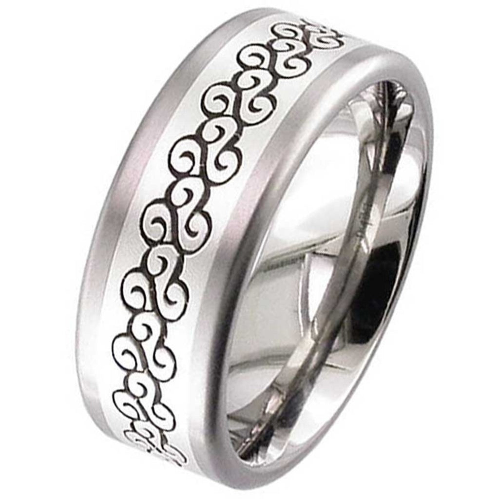 Silver Inlaid Titanium Wedding Ring