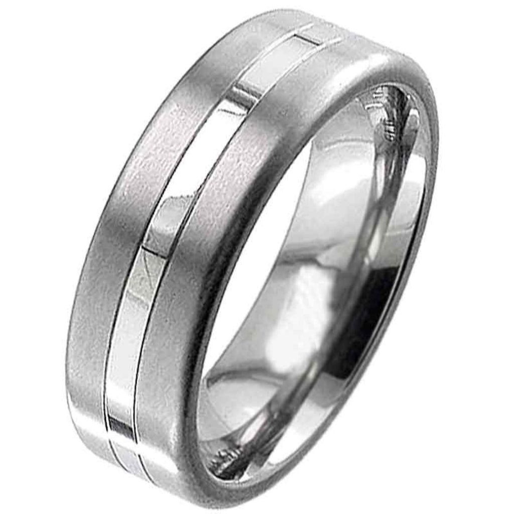 Two Tone Titanium Ring with a Flat Profile