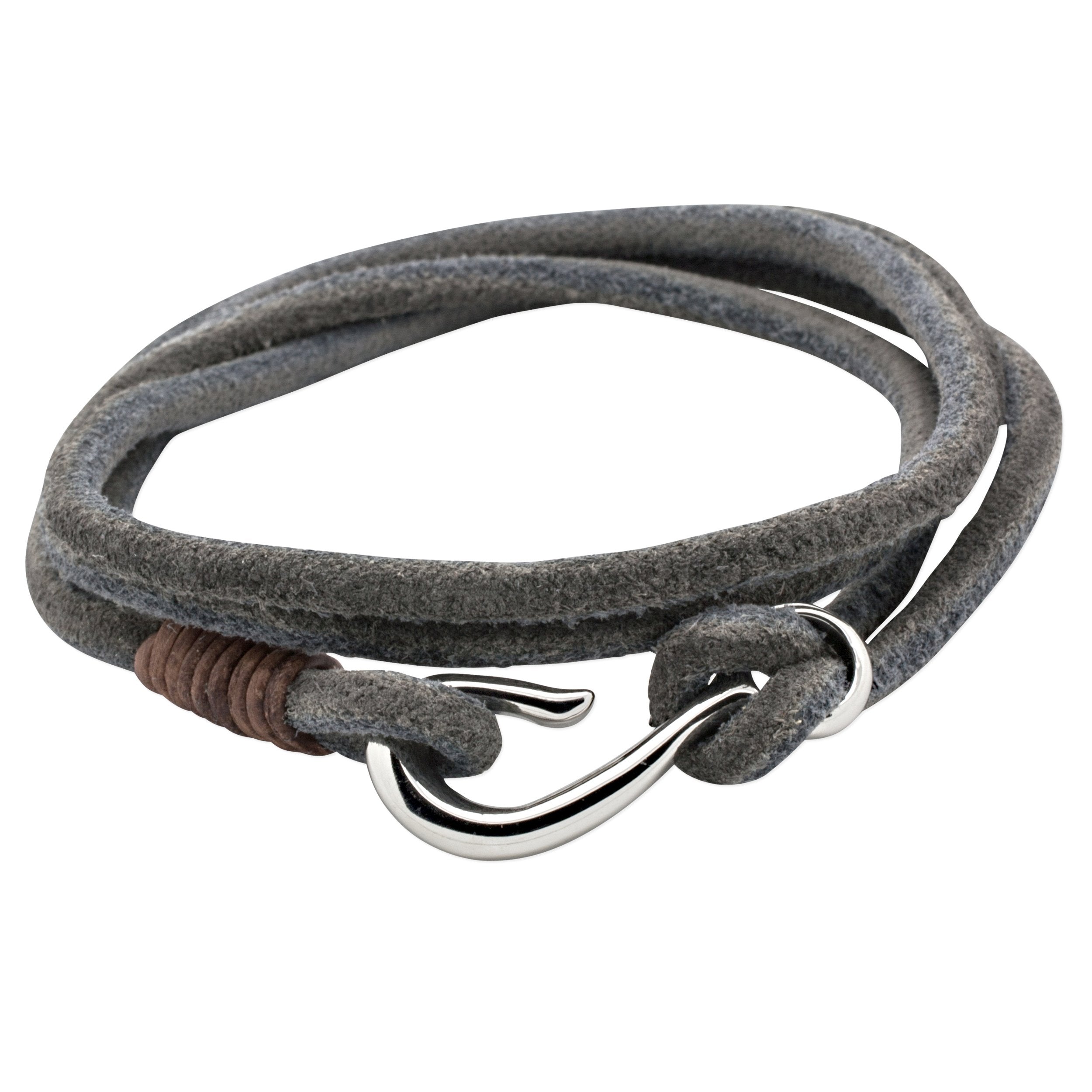 Soft Blue Leather Bracelet with Double Wrap Strands & Fish Hook Clasp –  Suay Men