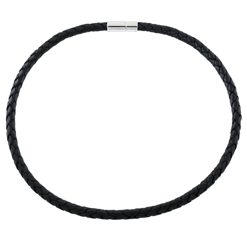 6mm Woven Black Leather Necklace