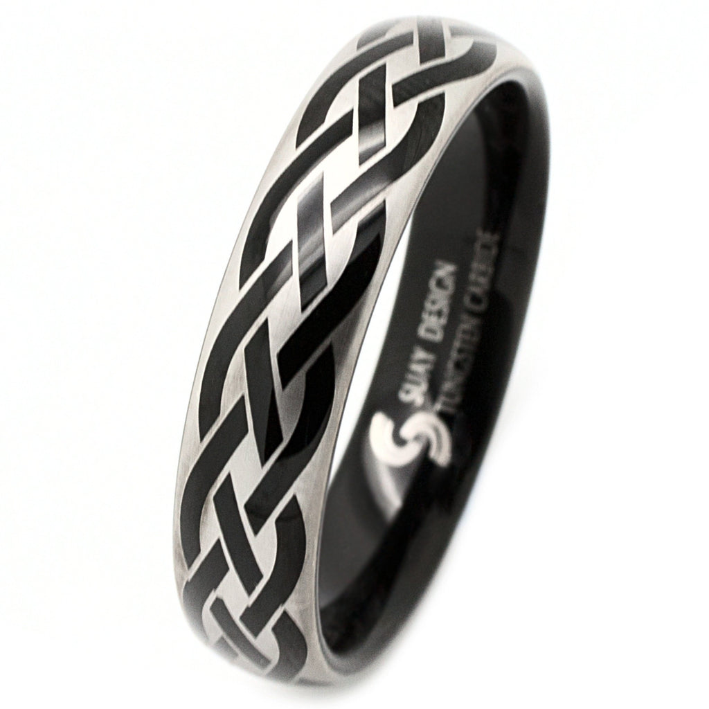 Black Celtic Tungsten Ring