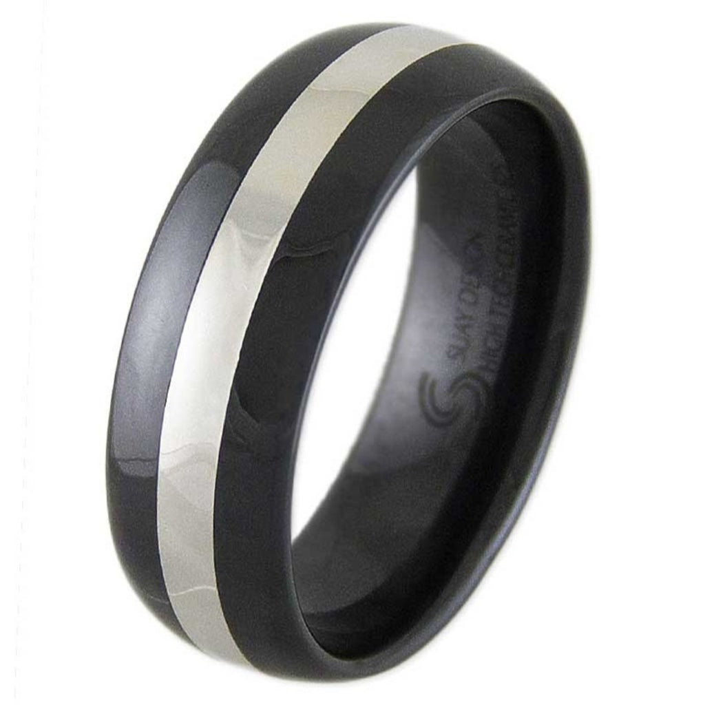 Thrill Silver & Black Ceramic Ring