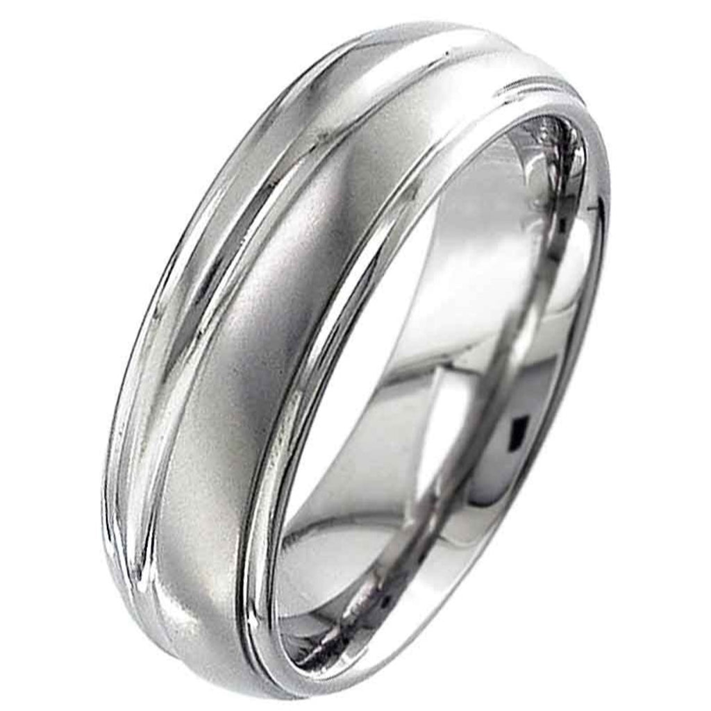 Shoulder Cut Dome Profile Titanium Ring with Diagonal Groove.