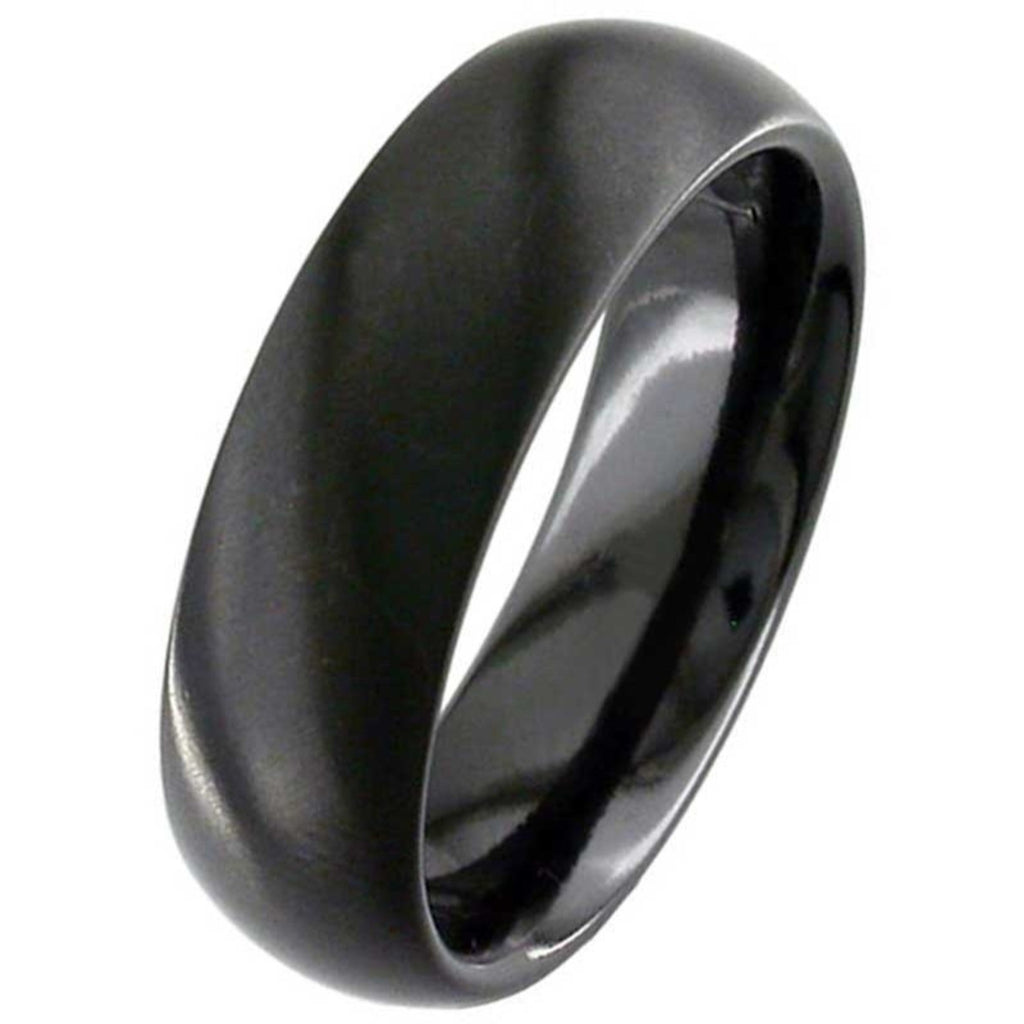 Dome Profile Black Zirconium Wedding Ring