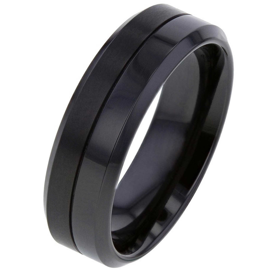 Twin-finished Black Zirconium Ring