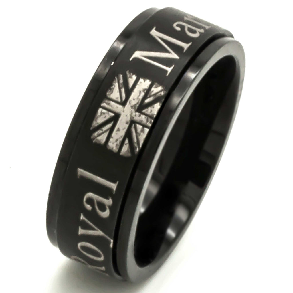 Black Stainless Steel Royal Marines Spinning Ring