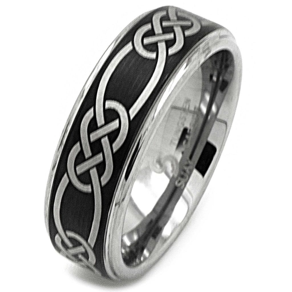 8mm Black Celtic Tungsten Carbide Ring
