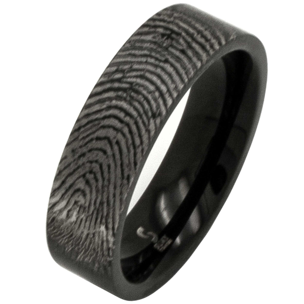 Customised Fingerprint Black Titanium Ring