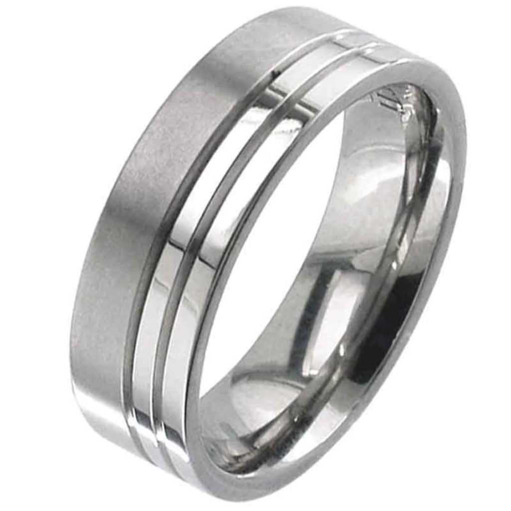 Twin Groove Flat Profiled Titanium Ring