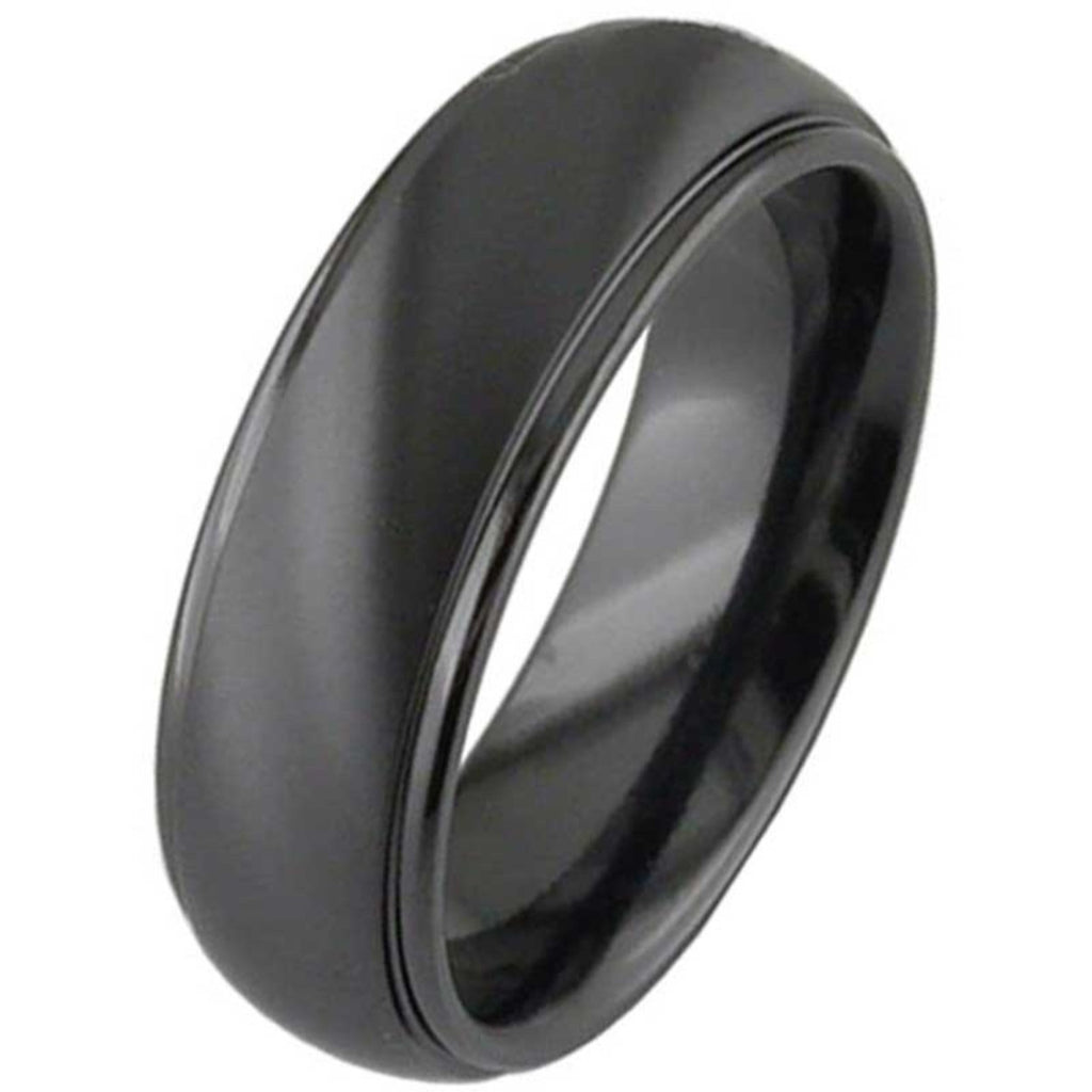 Dome Profile Black Zirconium Wedding Ring 