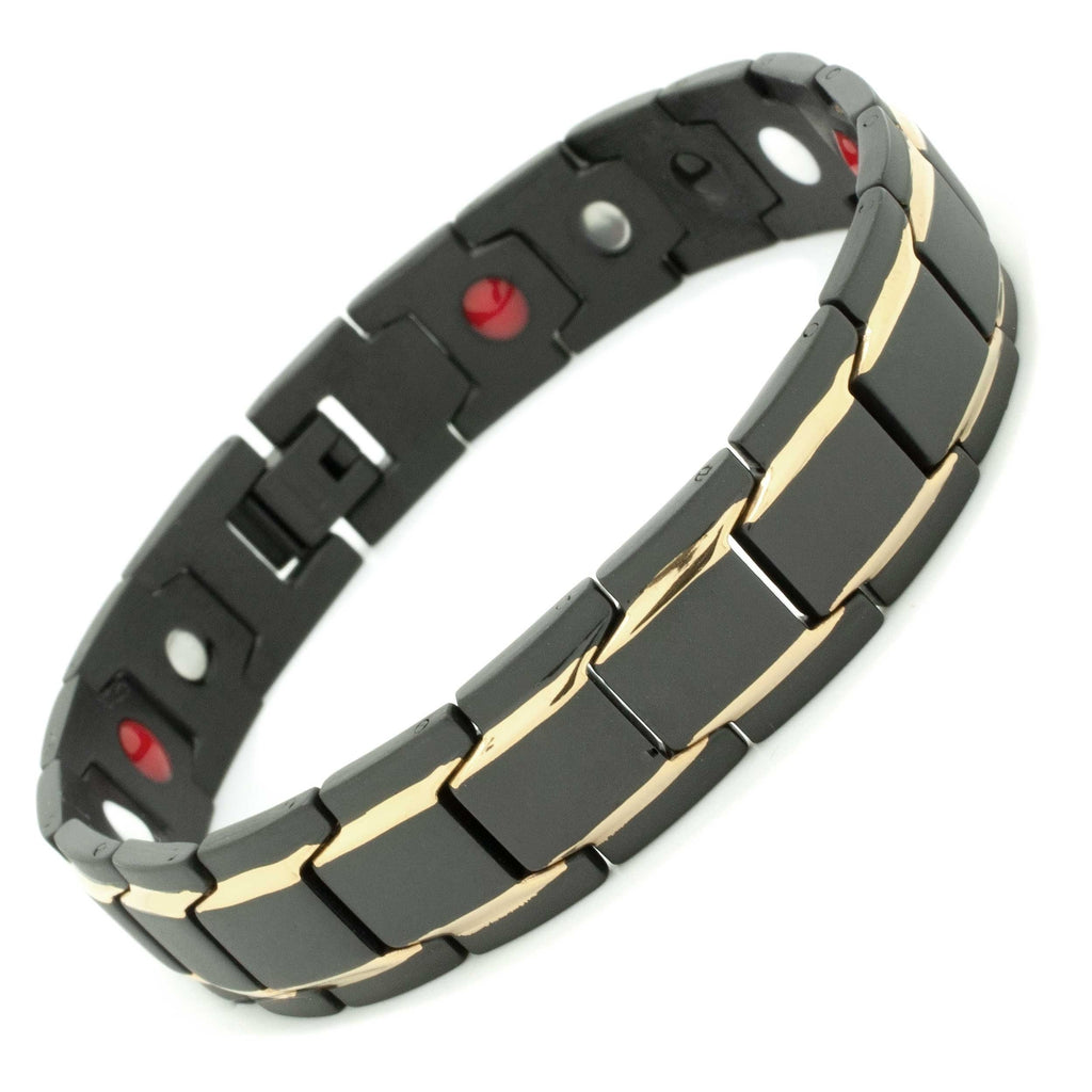 Black Stainless Steel & Gold Magnetic Bracelet