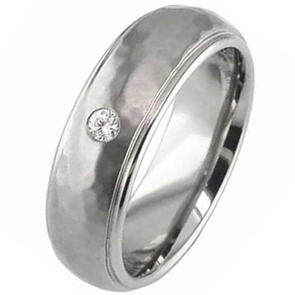 Hammered Titanium Wedding Ring 