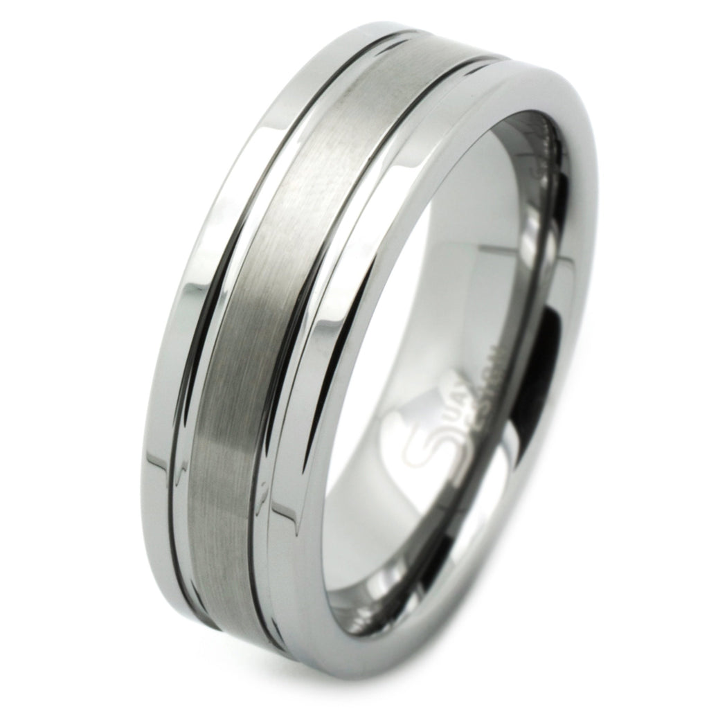 7mm Flat Tungsten Carbide Wedding Band Ring